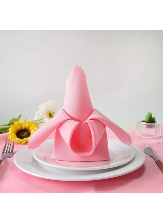 مناديل مائدة من البوليستر الوردي مقاس 18.9 × 18.9 بوصة مقاومة للتجاعيد والانكماش ومضادة للانزلاق لحفلات الزفاف وتزيين المطاعم - Image 4